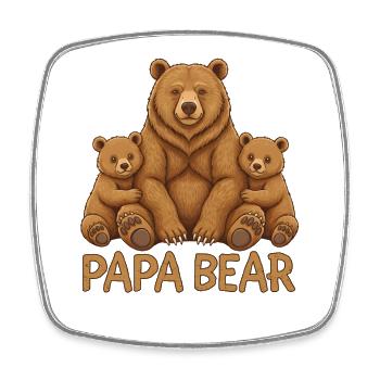 Papa Bear - Viereckiger Kühlschrankmagnet - Weiß - Vorne
