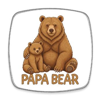 Papa Ours - Magnet carré - blanc - Devant
