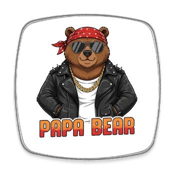 Papa Bear - Viereckiger Kühlschrankmagnet - Weiß - Vorne