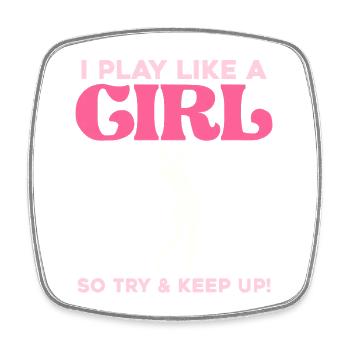 I play golf like a girl - Square fridge magnet - white - Front