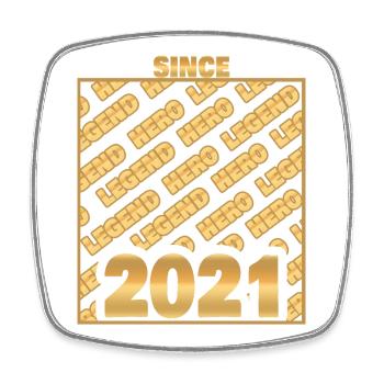 2021 - Viereckiger Kühlschrankmagnet - Weiß - Vorne