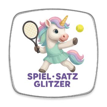Game Set Glitter, Tennis Unicorn, Glam - Square fridge magnet - white - Front