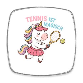 Tennis ist magisch, Einhorn Mädchen, Zauber - Viereckiger Kühlschrankmagnet - Weiß - Vorne