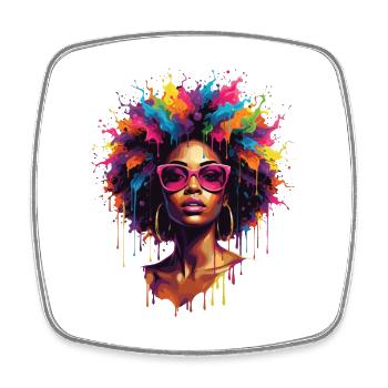 Femme afro-américaine – Racines de la fierté de la mélanine - Magnet carré - blanc - Devant