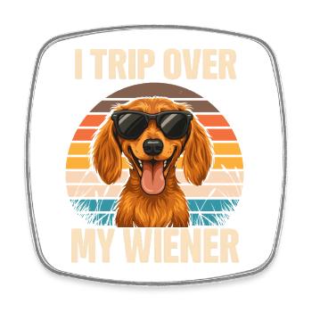 Vintage Dackel Dachshund Besitzer Geschenkidee - Viereckiger Kühlschrankmagnet - Weiß - Vorne