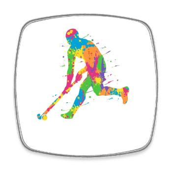 Hockey sur gazon Joueurs de hockey colorés Hockey pour enfants - Magnet carré - blanc - Devant
