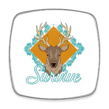 Survive In The Wild Deer Motif - Square fridge magnet - white - Front