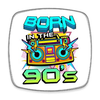 Boombox Neon 90s Revival - Square fridge magnet - white - Front