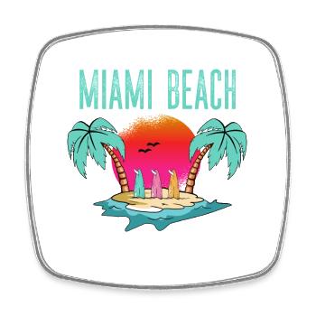 Miami Beach Paradise Getaway - Square fridge magnet - white - Front