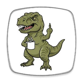 Dino T-Rex Coffee Early Riser Late Riser Office - Square fridge magnet - white - Front