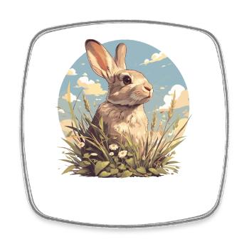 Hasen Hase - Viereckiger Kühlschrankmagnet - Weiß - Vorne