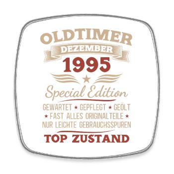Cadeau du 30e anniversaire Voiture ancienne décembre 1995 - Magnet carré - blanc - Devant