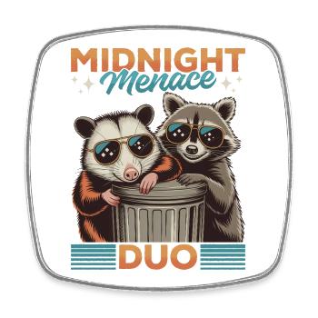 Funny Opossum and Raccoon - Viereckiger Kühlschrankmagnet - Weiß - Vorne