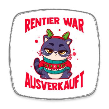 Weihnachtsmann War Ausverkauft Katze Weihnachten - Viereckiger Kühlschrankmagnet - Weiß - Vorne