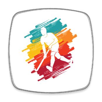 Feldhockey Hockeyspieler Retro Männer Hockey Junge - Viereckiger Kühlschrankmagnet - Weiß - Vorne