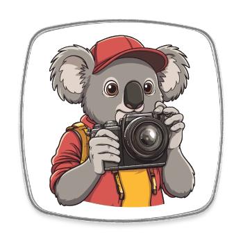 Lustiger cooler Koala-Fotograf mit Kamera - Viereckiger Kühlschrankmagnet - Weiß - Vorne