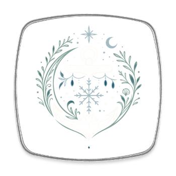 Maritime Christmas Anchor with Moon and Stars - Square fridge magnet - white - Front
