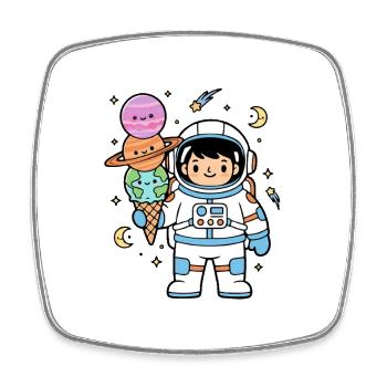 Astronaut Artwork Food Space Humor - Square fridge magnet - white - Front