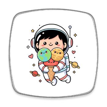 Astronaut Artwork Food Space Humor - Square fridge magnet - white - Front