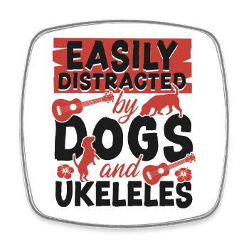 Hawaiian Ukulele Uke Dog Easily - Square fridge magnet - white - Front
