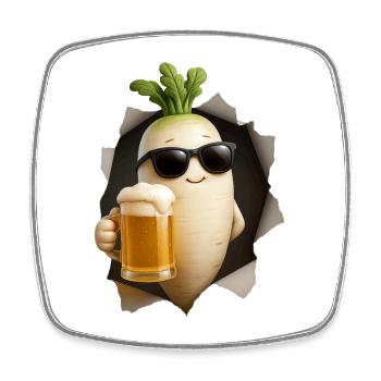 Radieschen Bier - Viereckiger Kühlschrankmagnet - Weiß - Vorne