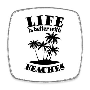 Life is better with beaches - Strand Fan - Square fridge magnet - white - Front