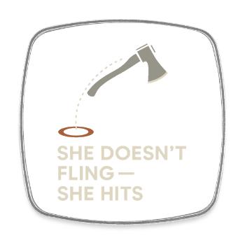 Women's Axe Throwing Gift I Slots - Square fridge magnet - white - Front