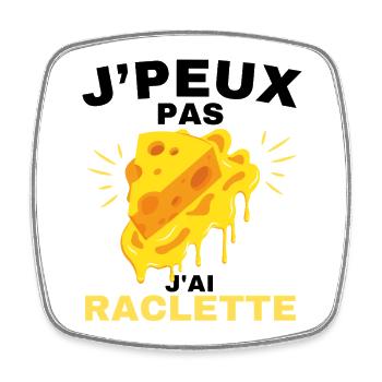 Ich kann nicht, Raclette - Viereckiger Kühlschrankmagnet - Weiß - Vorne