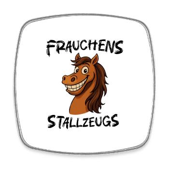 Laughing Horse Cartoon - Mistress's Stable Stuff - Square fridge magnet - white - Front