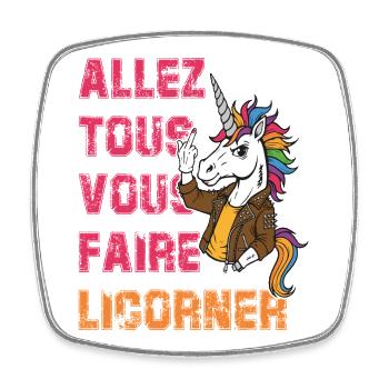 Einhorn-Rebellen-Humor - Viereckiger Kühlschrankmagnet - Weiß - Vorne