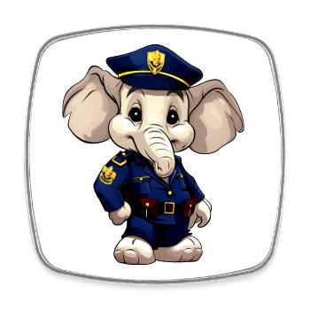 Police des éléphants - Magnet carré - blanc - Devant