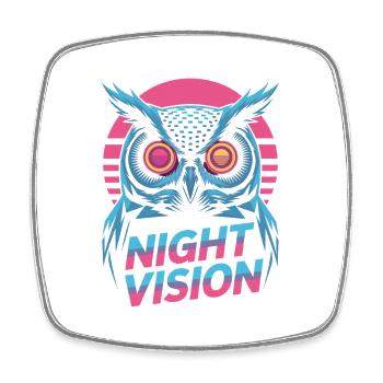 Night Vision Eule Retro Nacht Gaming - Viereckiger Kühlschrankmagnet - Weiß - Vorne