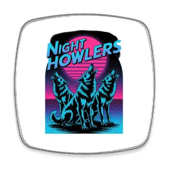 Night Howlers Retro Wolf Rudel Mondnacht - Viereckiger Kühlschrankmagnet - Weiß - Vorne