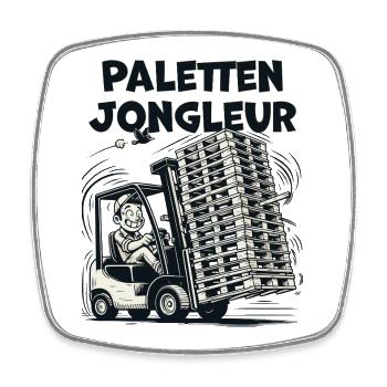 Paletten Jongleur Gabelstapler Lustig - Viereckiger Kühlschrankmagnet - Weiß - Vorne