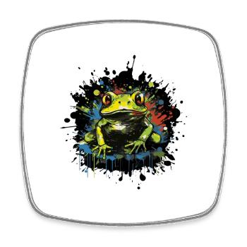Farbklecks Frosch Neon Stil - Viereckiger Kühlschrankmagnet - Weiß - Vorne
