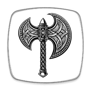 Hache viking - Magnet carré - blanc - Devant