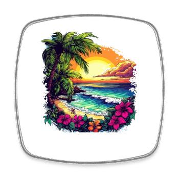 Palmenstrand Sunset Hibiskus - Viereckiger Kühlschrankmagnet - Weiß - Vorne