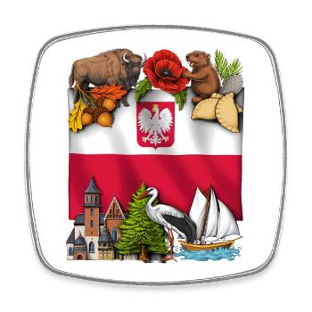 Polen - Viereckiger Kühlschrankmagnet - Weiß - Vorne