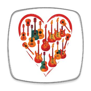 Guitar - Square fridge magnet - white - Front