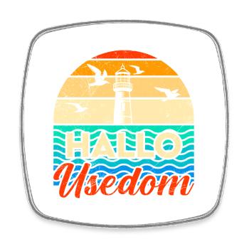 Urlaub auf Usedom Ostsee HALLO USEDOM Lustig - Viereckiger Kühlschrankmagnet - Weiß - Vorne