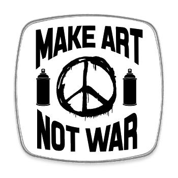 Faire de l’art et non de la guerre - Spray de graffiti pour la paix - Magnet carré - blanc - Devant