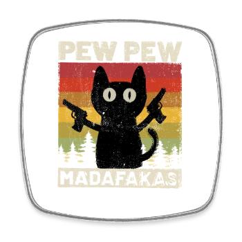 Pew Pew Katze - Viereckiger Kühlschrankmagnet - Weiß - Vorne