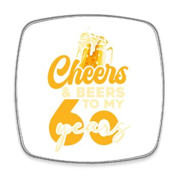 Cheers zum 60. Geburtstag und Bier - Viereckiger Kühlschrankmagnet - Weiß - Vorne