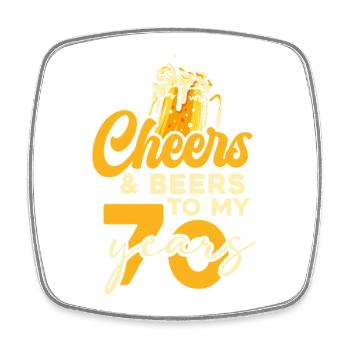 70 Jahre Cheers & Beers - Viereckiger Kühlschrankmagnet - Weiß - Vorne