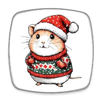 Hamster Christmas Xmas - Square fridge magnet - white - Front