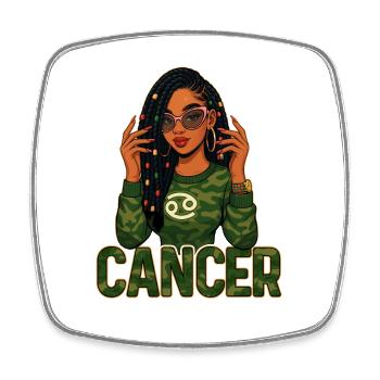 Cancer Queen – Fille afro avec un clin d’œil qui nourrit l’âme - Magnet carré - blanc - Devant