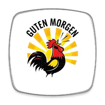 Rooster Good morning - Square fridge magnet - white - Front