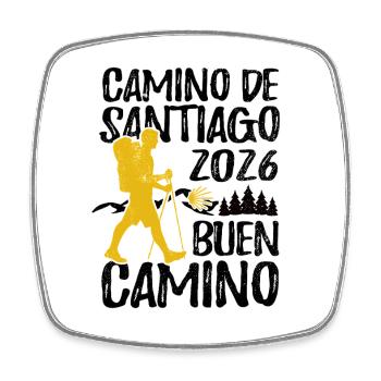 Buen Camino 2026 | Chemin de Saint-Jacques, Pèlerins, Santiago - Magnet carré - blanc - Devant