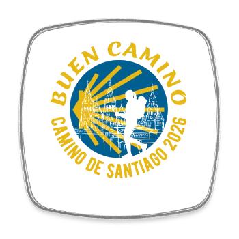 Buen Camino 2026 | Chemin de Saint-Jacques, Pèlerins, Santiago - Magnet carré - blanc - Devant