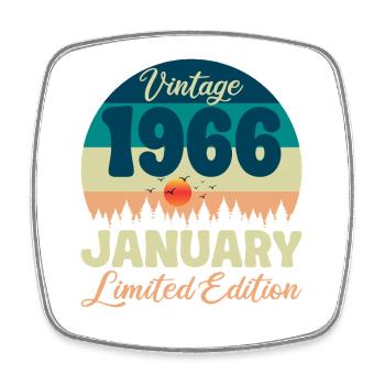 60e Anniversaire 60 ans Janvier 1966 idée Cadeau - Magnet carré - blanc - Devant